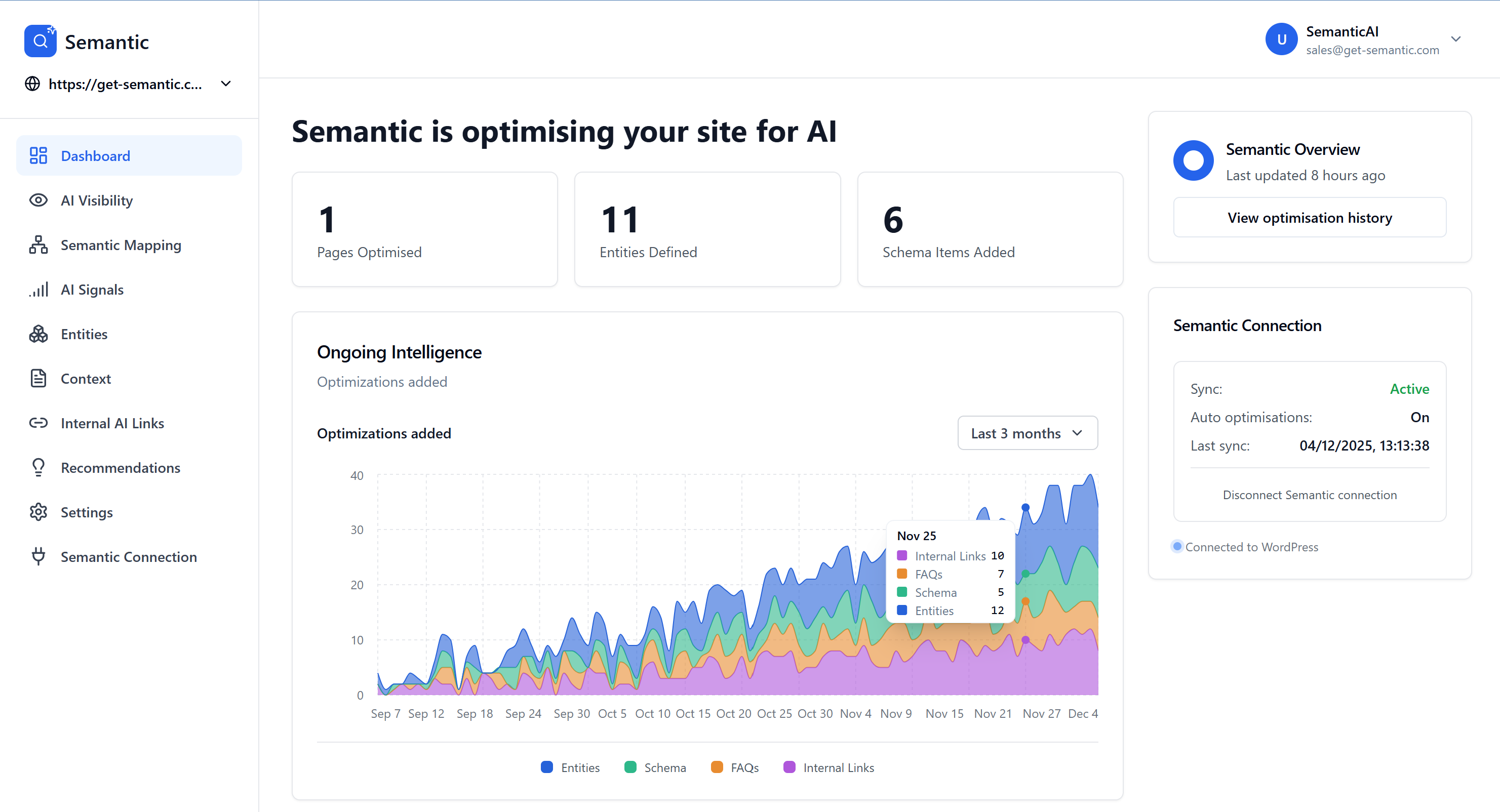 SemanticOS Portal Dashboard
